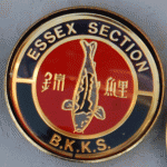 Essex trophy pin blue top, green bottom, grey fish