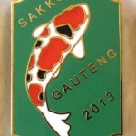 Gauteng Chapter Koi Show pin 2013. Judges Green (Sanke)